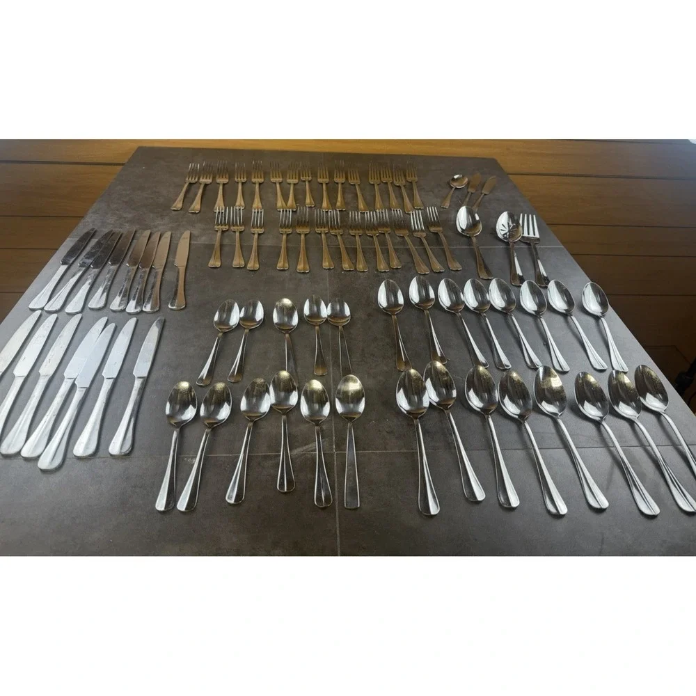 Pfaltzgraff Springwater 18/0 Stainless Flatware 76 Pc Set Service Serving Pieces